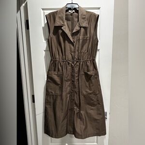 Calvin Klein Olive Green Sleeveless Shirt Dress